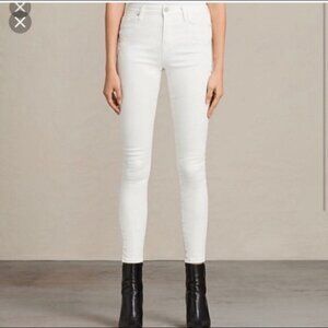 Allsaints Grace White Skinny Jeans 27 FLAWED